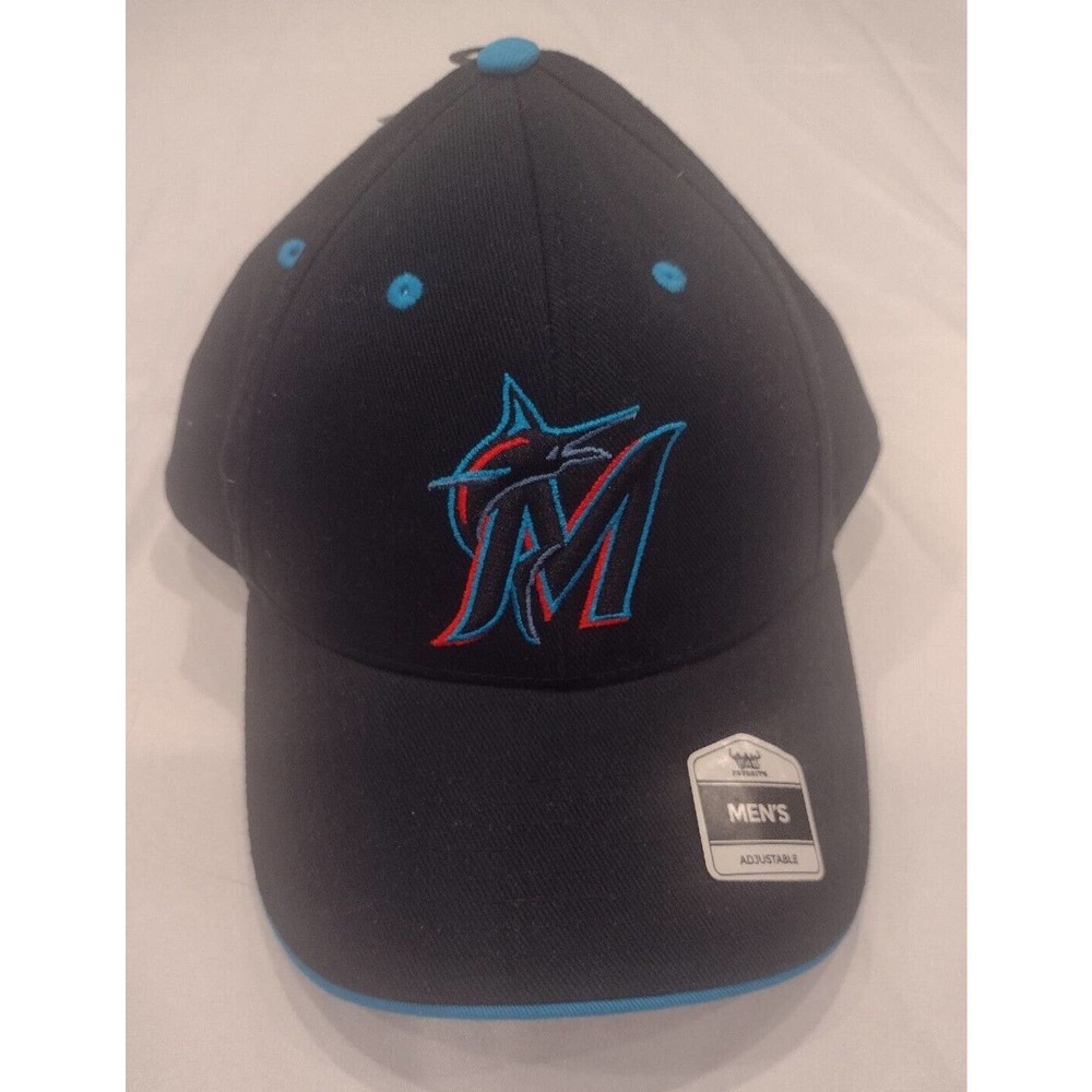 MLB Miami Marlins Men's Baseball Hat Black One-Size Fan Favorite Adjustable Cap